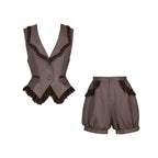 Classic British Style Striped Suit Lolita Vintage Elegant Shorts Set Dress