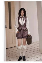 Classic British Style Striped Suit Lolita Vintage Elegant Shorts Set Dress