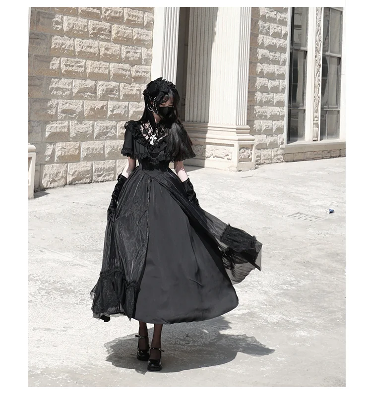Classic Princess Court Style Vintage Lace Long Wedding Dress Short Sleeve Op