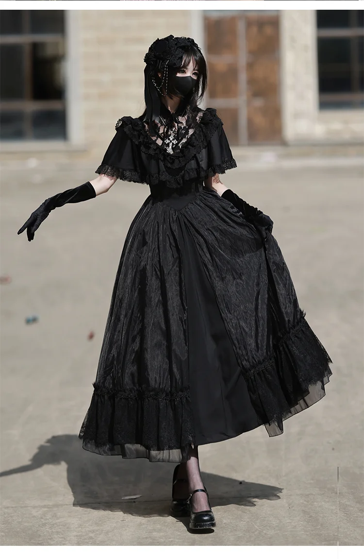 Classic Princess Court Style Vintage Lace Long Wedding Dress Short Sleeve Op