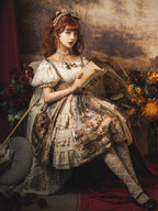 Classic Lolita Court Oil Print JSK Chocker Voyage Dress