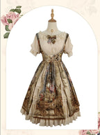 Classic Lolita Court Oil Print JSK Chocker Voyage Dress