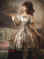 Classic Lolita Court Oil Print JSK Chocker Voyage Dress