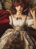 Classic Lolita Court Oil Print JSK Chocker Voyage Dress