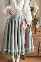 Classic Elegant Classic High Grass Green Waist Lolita Long Skirt Lolita Dresses