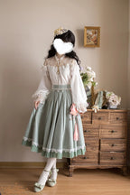 Classic Elegant Classic High Grass Green Waist Lolita Long Skirt Lolita Dresses