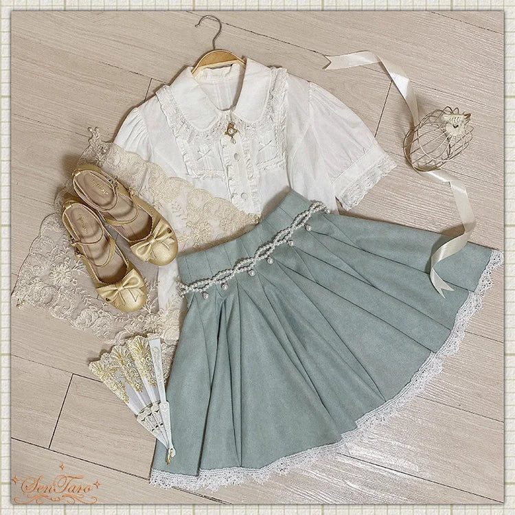 Classic Elegant Classic High Grass Green Waist Lolita Long Skirt Lolita Dresses