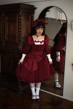 Classic Elegant Velvet Lolita OP Dress Sweet Bow