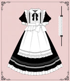 Maid Outfit Classic French Black Suit Long Sleeved Maxi Dress OP