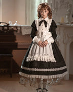 Maid Outfit Classic French Black Suit Long Sleeved Maxi Dress OP
