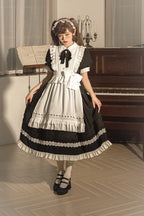 Maid Outfit Classic French Black Suit Long Sleeved Maxi Dress OP