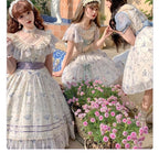 Classic Idyllic Chiffon Jacquard Short Sleeve Dress Lolita