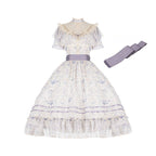 Classic Idyllic Chiffon Jacquard Short Sleeve Dress Lolita