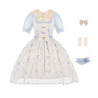 Classic Idyllic Chiffon Jacquard Short Sleeve Dress Lolita