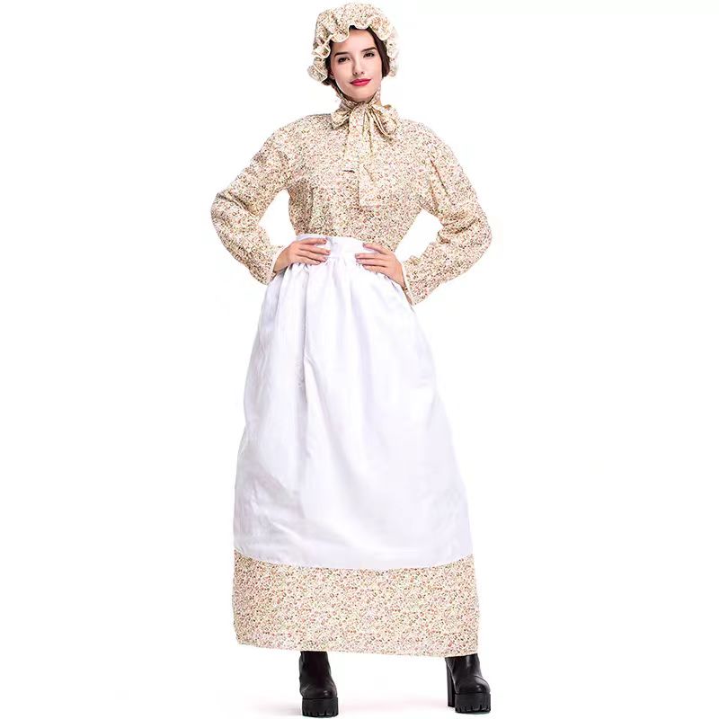 Classic Lolita Apricot Lolita Halloween Cosplay Dress with Cape Grandma Roleplay Costume