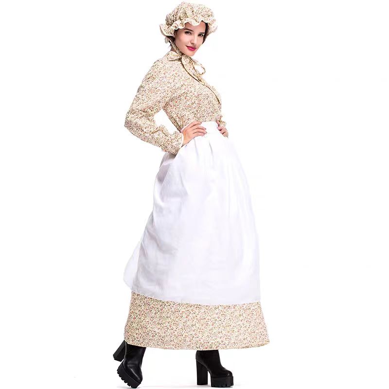 Classic Lolita Apricot Lolita Halloween Cosplay Dress with Cape Grandma Roleplay Costume