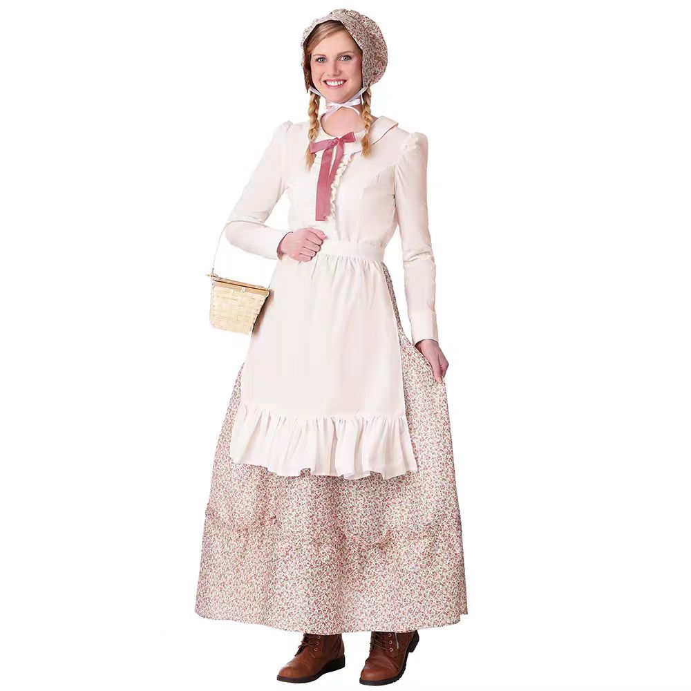 Classic Lolita Apricot Lolita Halloween Cosplay Dress with Cape Grandma Roleplay Costume