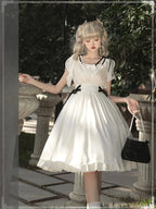 Classic Lolita Apricot White Dress Lace Vintage Elegance Daily