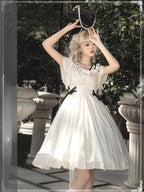 Classic Lolita Apricot White Dress Lace Vintage Elegance Daily