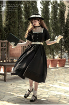 Classic Lolita Black Simple Square Neck Lolita Dress OP Casual Coord