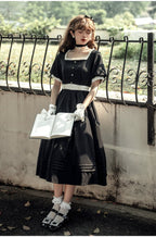 Classic Lolita Black Simple Square Neck Lolita Dress OP Casual Coord