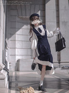 Classic Lolita Black and White Dress Western Uniform Retro Vest Skirt Elegant Miss light loita