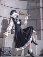 Classic Lolita Black and White Dress Western Uniform Retro Vest Skirt Elegant Miss light loita