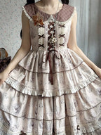Classic Lolita Elegant cotton Lolita maxi dress Ruffles Lace Long Dress in Fall Knitted Coat