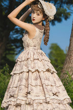 Classic Lolita Elegant cotton Lolita maxi dress Ruffles Lace Long Dress in Fall Knitted Coat