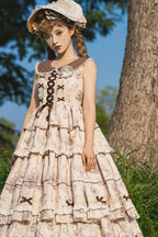 Classic Lolita Elegant cotton Lolita maxi dress Ruffles Lace Long Dress in Fall Knitted Coat