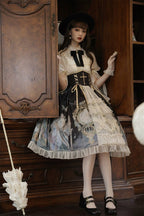 Classic Lolita Gothic Tea Party Fashion Vintage Clock Butterfly Elegant Daily Wear Dress