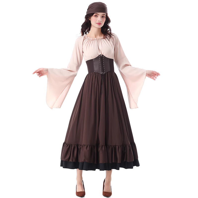 The Classic Lolita Pirate Costume blends vintage medieval elegance with adventurous pirate charm. Designed with ruffled details, a flowing long skirt, and a matching headscarf, it evokes the spirit of Caribbean beauty and gothic fantasy. Perfect for Halloween, cosplay, or stage performances, this outfit combines Lolita sweetness with bold pirate allure for a truly captivating look.