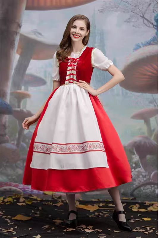 Inspired by the classic fairy tale of Little Red Riding Hood, this costume blends a playful princess dress silhouette with a Halloween twist. The vibrant red tones highlight innocence and charm, while the storytelling elements of the Big Bad Wolf and Grandma character add dramatic flair for stage performances, cosplay, or themed parties. Designed to be both eye-catching and theatrical, it’s perfect for embodying the enchanting yet mysterious world of dark fairy tales.