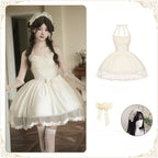 Hime Lolita Enchanting White Gowns Short Versions Neck Dress Gemini Summer