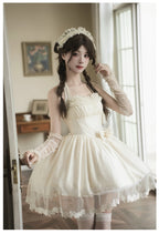 Hime Lolita Enchanting White Gowns Short Versions Neck Dress Gemini Summer