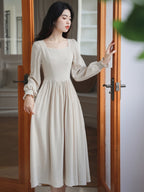 Classic Lolita Apricot Idyllic Set Vintage Long Dress for Daily Wear Light Lolita