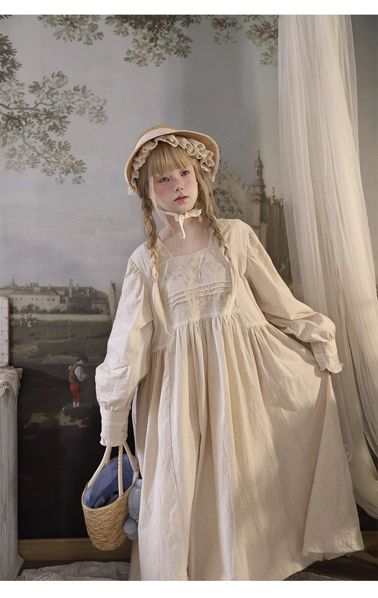 Inspired by Renaissance elegance, this dress reimagines courtly beauty with a modern bohemian touch. The square neckline and ornate floral embroidery frame the décolletage, while voluminous puff sleeves and a flowing silhouette balance drama with effortless comfort. Lightweight fabric ensures graceful movement, making it a poetic tribute to garden parties and springtime romance.