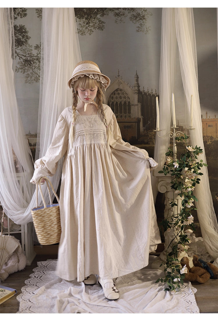 Inspired by Renaissance elegance, this dress reimagines courtly beauty with a modern bohemian touch. The square neckline and ornate floral embroidery frame the décolletage, while voluminous puff sleeves and a flowing silhouette balance drama with effortless comfort. Lightweight fabric ensures graceful movement, making it a poetic tribute to garden parties and springtime romance.