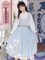 Classic Lolita Light Blue Elegant Three-piece Shirt Vest Long Dress Classic Lolita Wear