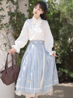 Classic Lolita Light Blue Elegant Three-piece Shirt Vest Long Dress Classic Lolita Wear