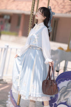 Classic Lolita Light Blue Elegant Three-piece Shirt Vest Long Dress Classic Lolita Wear