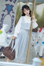 Classic Lolita Light Blue Elegant Three-piece Shirt Vest Long Dress Classic Lolita Wear