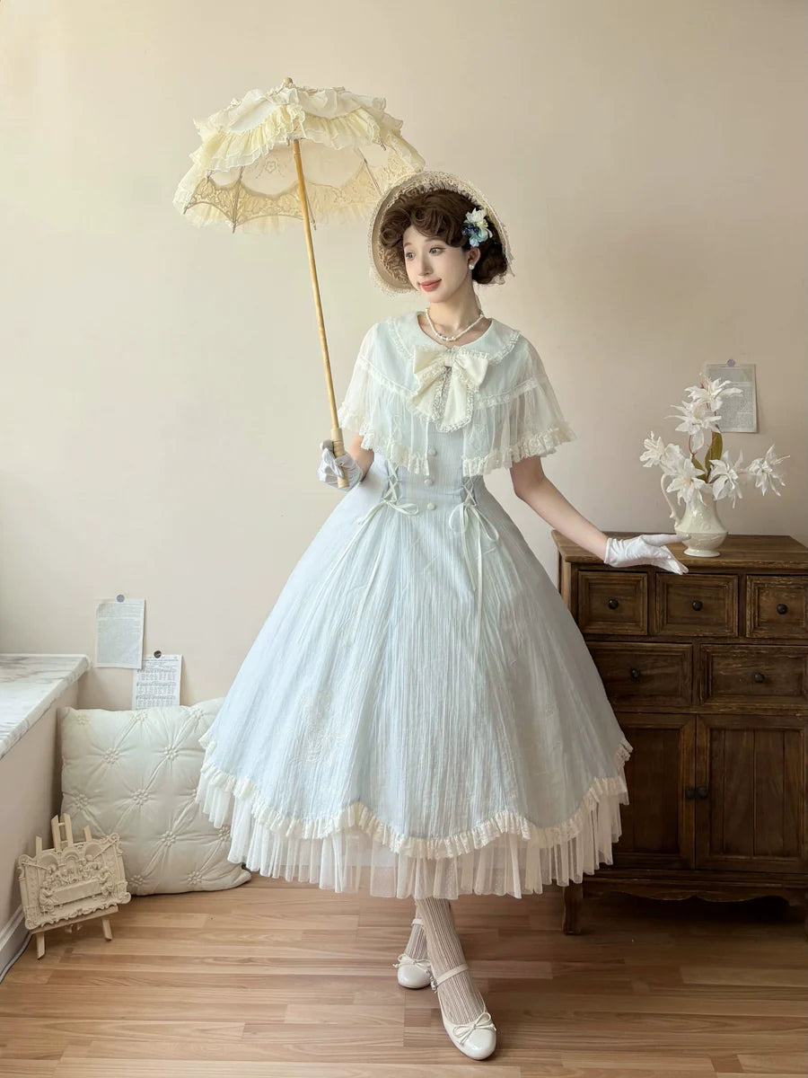 The Classic Light Blue Lolita Princess Dress is designed to highlight sweetness and refined elegance. Featuring a fitted waistline, it creates a flattering silhouette while layered details and delicate bows enhance its girlish charm. The soft light blue tone conveys purity and freshness, adding a dreamy, fairytale-like quality. Perfect for tea parties, daily wear, or special gatherings, this dress reflects the romantic and timeless essence of Japanese Lolita fashion.