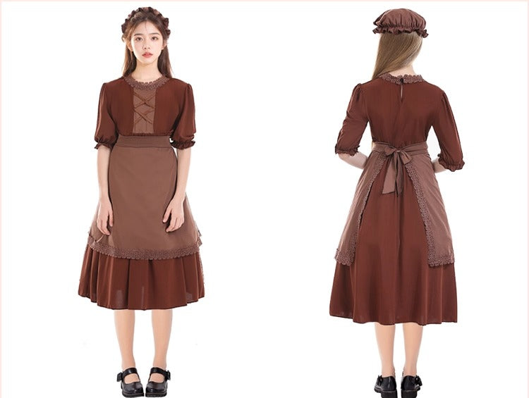 The Classic Lolita Little Match Girl Costume draws inspiration from the timeless fairy tale, blending innocence with vintage elegance. Crafted in warm brown and beige tones, the dress features delicate Lolita details that enhance its nostalgic charm. Perfect for theater performances, cosplay, or themed events, it captures the bittersweet beauty of a classic story in a graceful, stage-ready outfit.