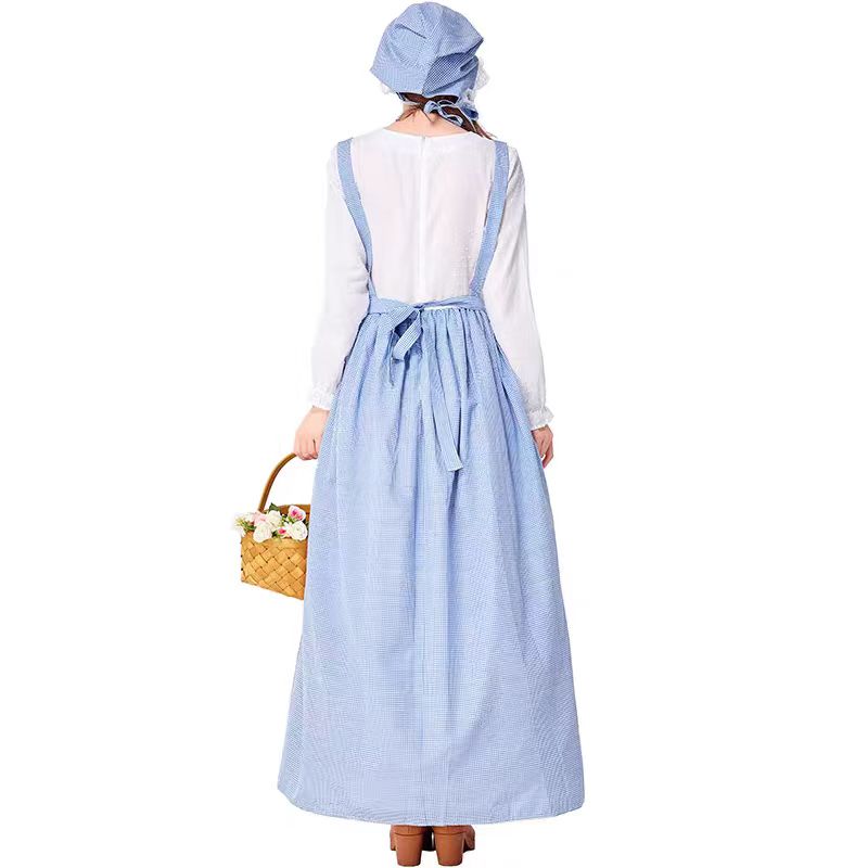 Classic Lolita Little Match Girl Costume for Women Vintage Fairy Tale Red Blue Cosplay Theater Dress