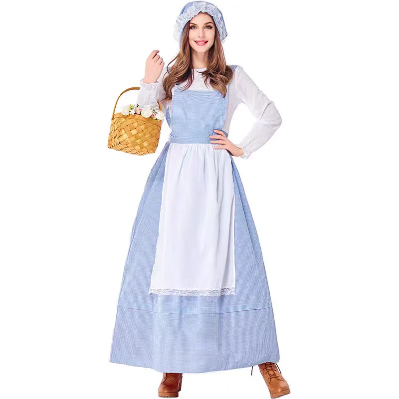 Classic Lolita Little Match Girl Costume for Women Vintage Fairy Tale Red Blue Cosplay Theater Dress
