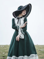 Classic Lolita OP Dress Vintage Available in Retro Green Deep Red Blue and Black