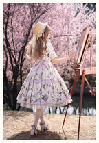 Classic Lolita Purple Floral Short-sleeved Dress Pastoral Platycodon Print Elegant Lolita Dress