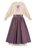Classic Lolita Qi Loita Outfit Green Purple Dress Style French Retro Court Dress
