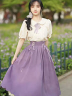 Classic Lolita Qi Loita Outfit Green Purple Dress Style French Retro Court Dress